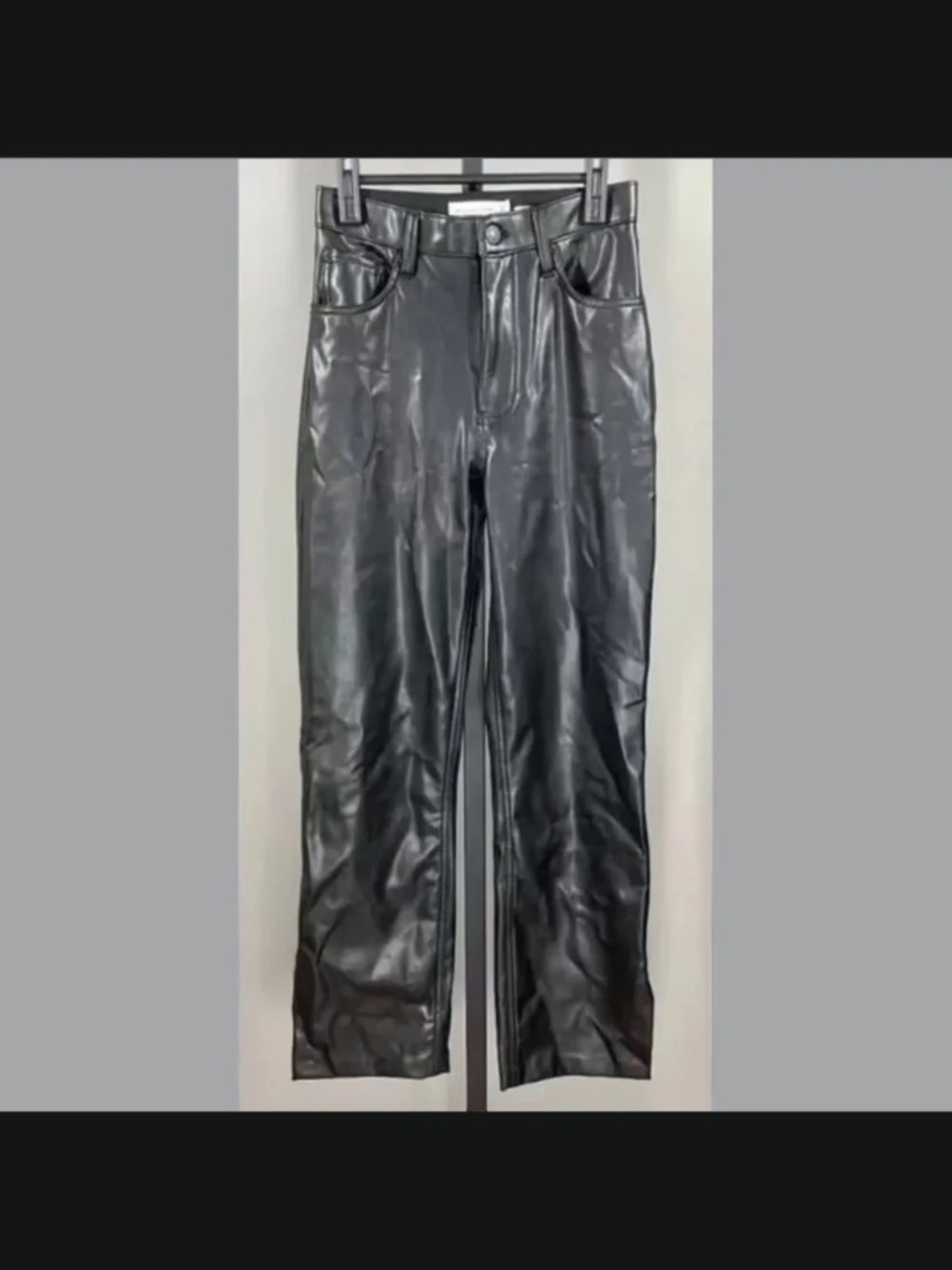 NEW Abercrombie & Fitch Pants Womens 25 0 black faux leather 90s straight preppy